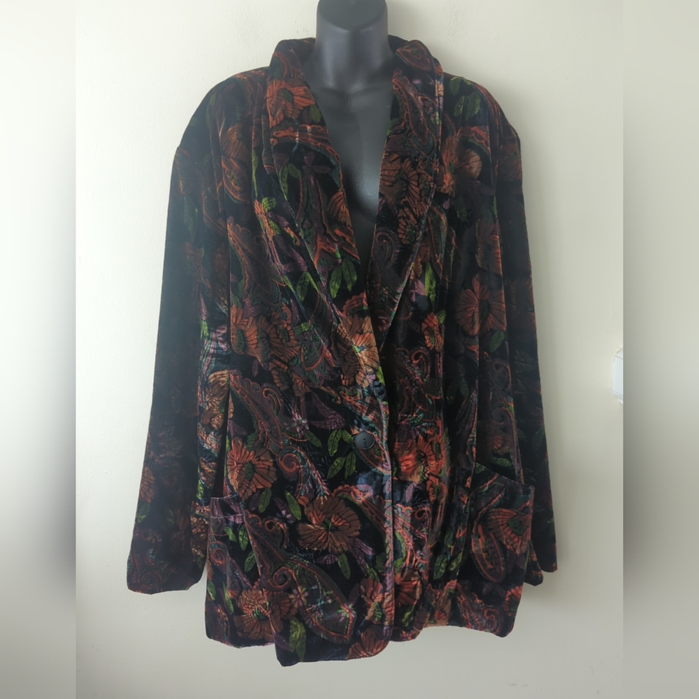 Vintage Destin whimsical velvet jacket button up size m/l70s/80 style fairy core